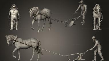 Military figurines peasant plows 3d model